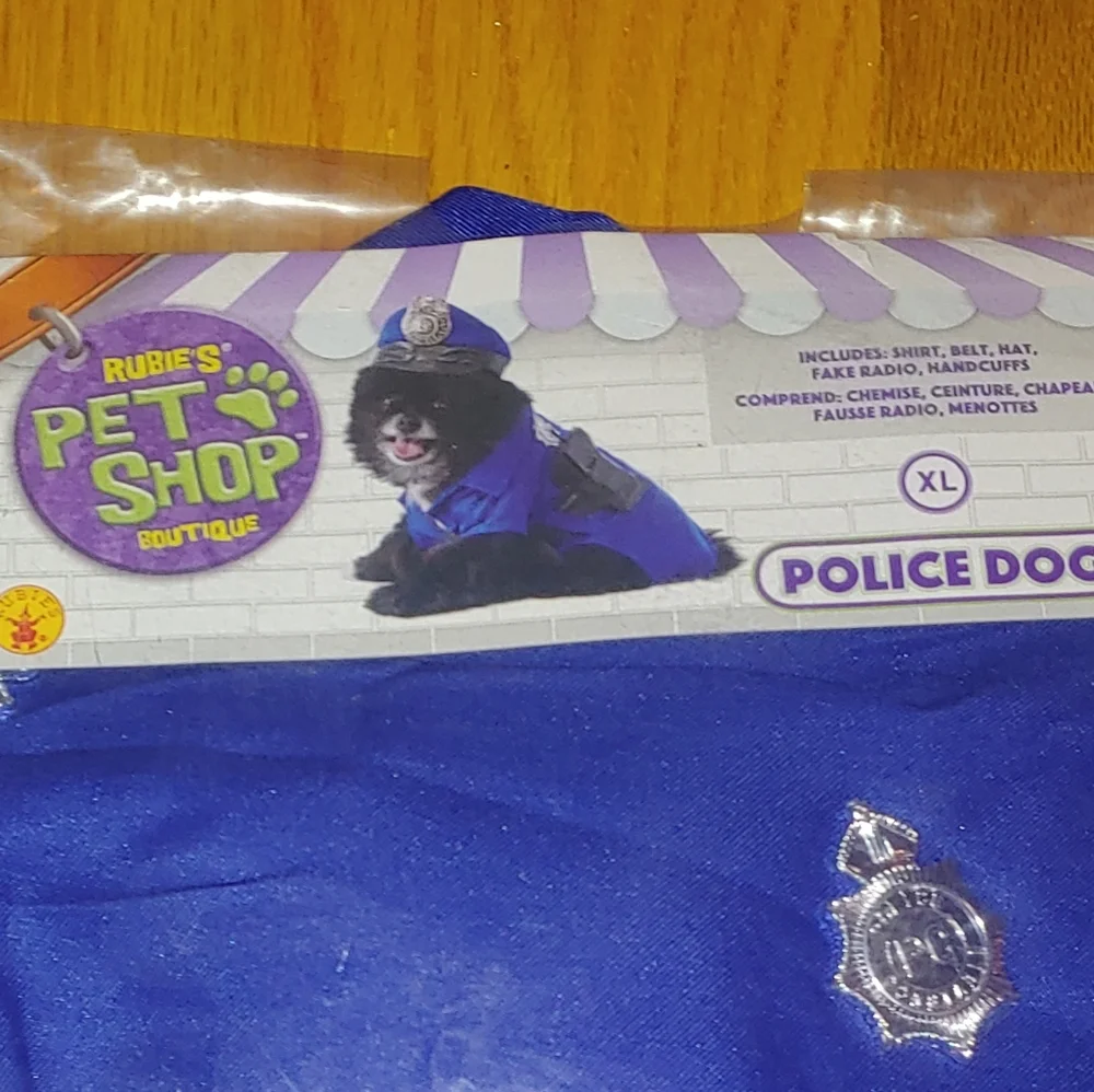 X-LARGE K-9 Dog Police Officer Dog Halloween Costume Rubie's Costume Copper